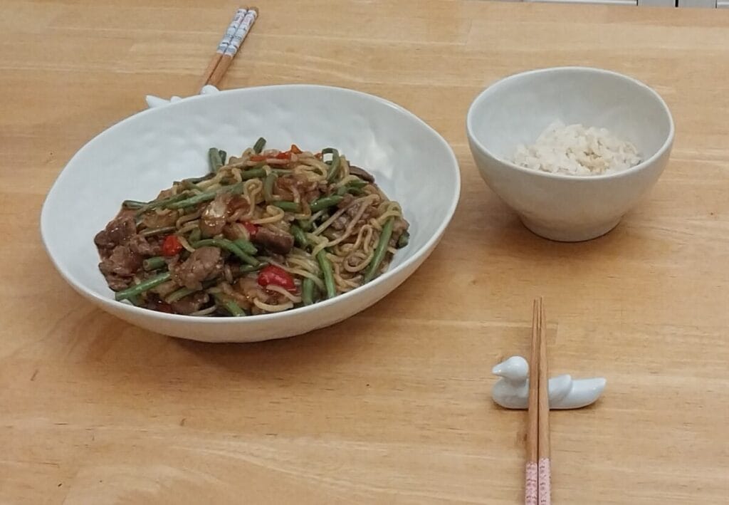 frozen food meal ideas at home  - Mongolian Style Beef and  Frozen Ramen