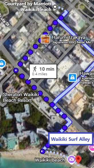 Hotel-to-Waikiki-Beach-Route-Map