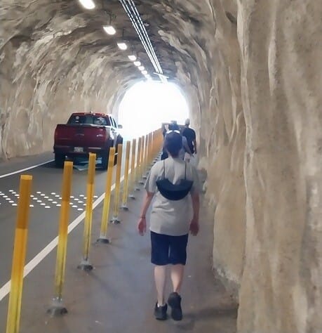 Diamond Head State Monument tunnel entrance leading to the hiking trailhead, Oahu Hawaii