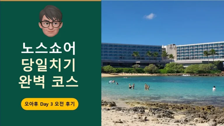 하와이 오아후 노스 쇼어 당일치기 여행 코스 선라이즈 쉑 매장 방문과 터틀 베이 리조트 비치 이용 안내